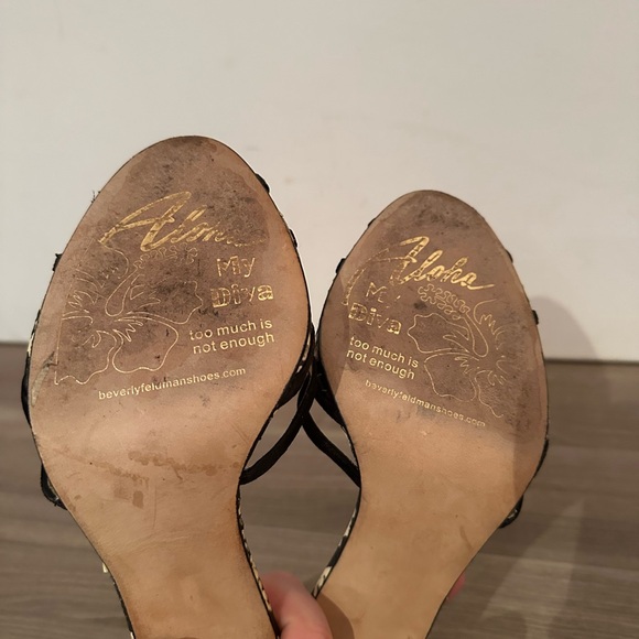 Beverly Feldman vintage snakeskin print open toed heels - Picture 4 of 4